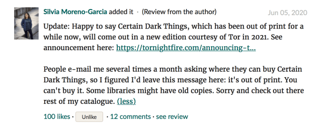 Silvia Goodreads update_Certain Dark Things